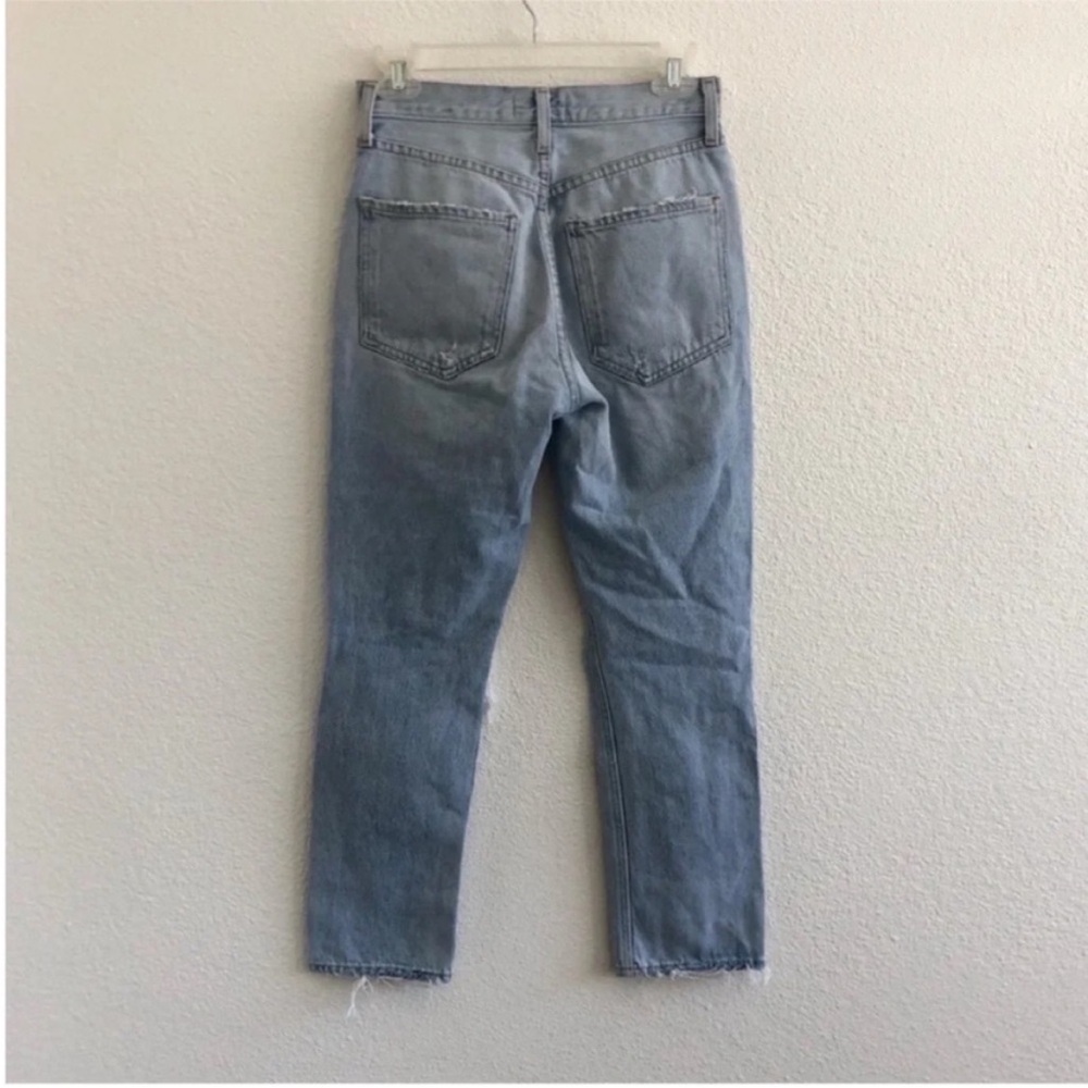 Agolde Riley High Rise Straight Leg Crop Distressed Jeans - Picture 3 of 8